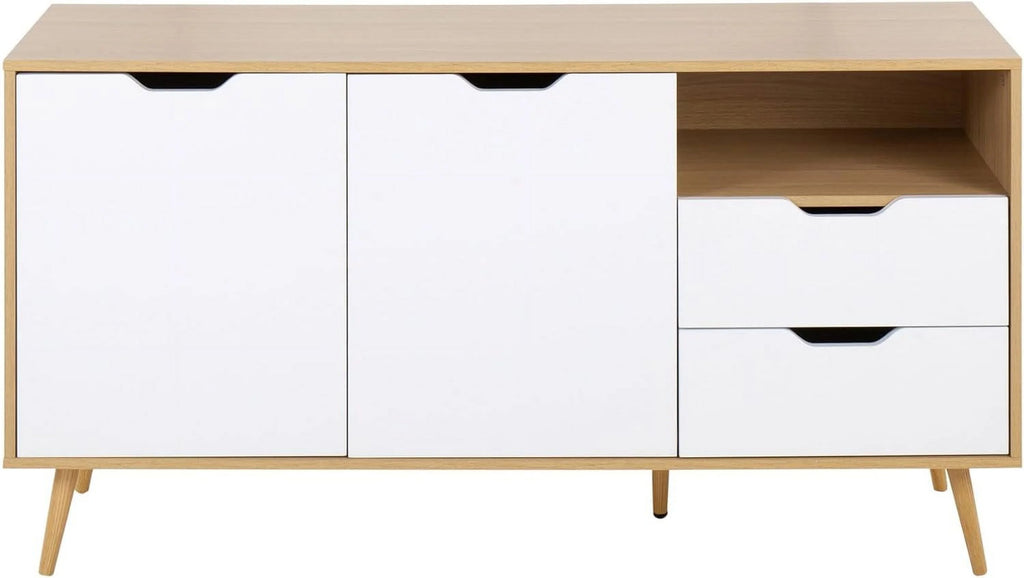 Contemporary Natural Wood and White Wood Sideboard U280399