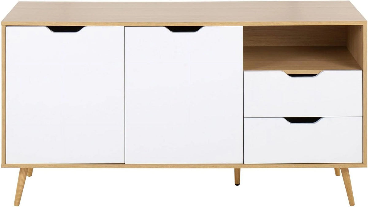 Contemporary Natural Wood and White Wood Sideboard U280399