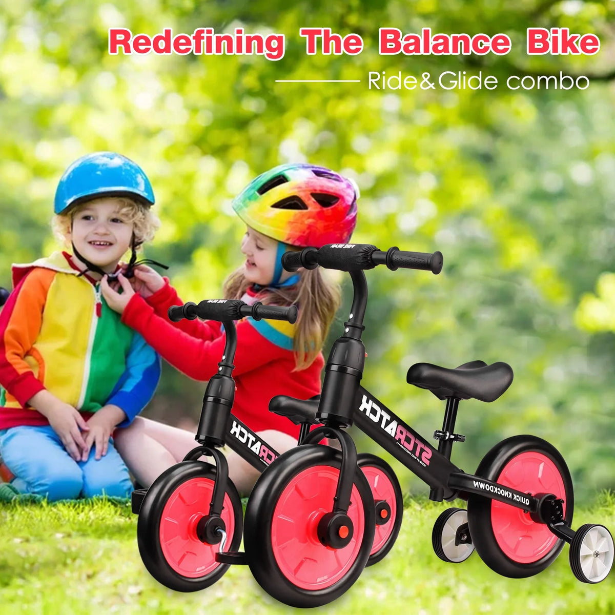 4 in 1 Toddlers Balance Bike with Pedals and Training Wheels X79593