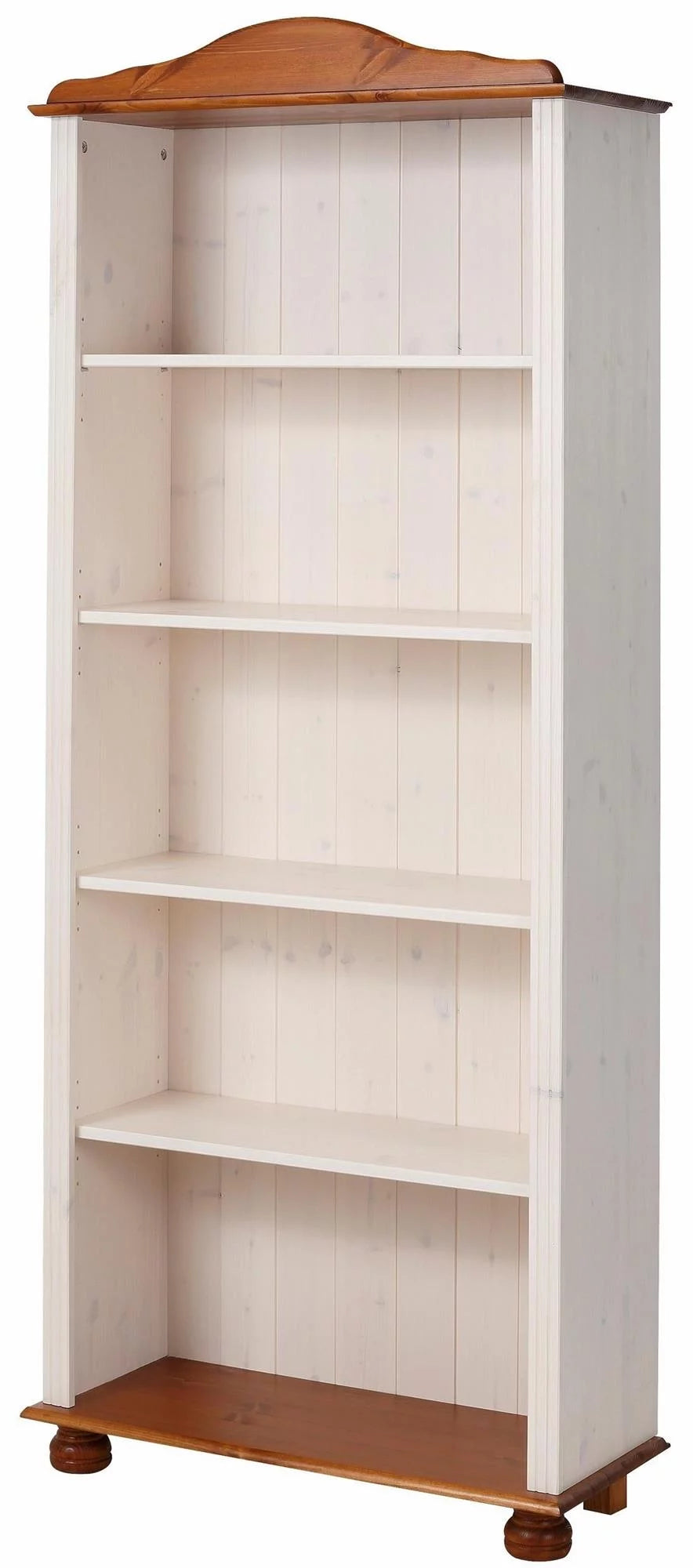 5 Shelf Open Bookcase, White and Honey Z697