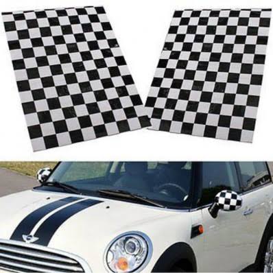 Shiny Black and White Checkered Car Wrap Decorative Vinyl Film 152cm x 100cm Z308
