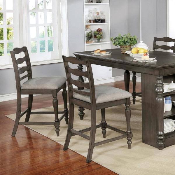 Gray Fabric Ladder Pub Chair (Set of 2) H5521