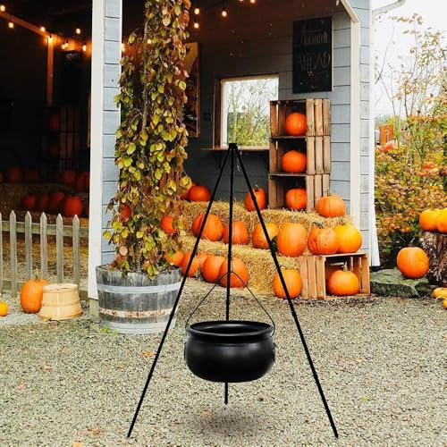 Black Plastic Cauldron with Lights 130cm B152