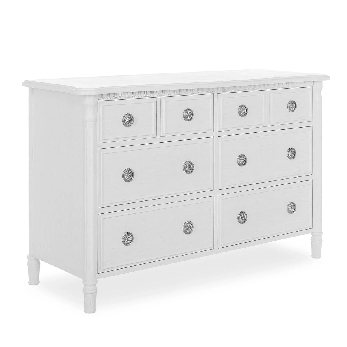 White 6 Drawer Double Dresser J618