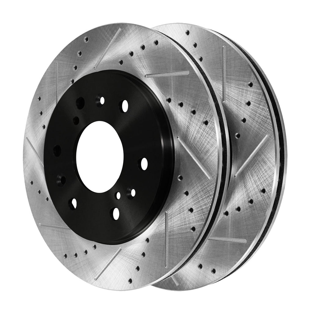 Front Wheel Bearing Hubs Drilled Slotted Rotors Black Ceramic Pads Kit I45455