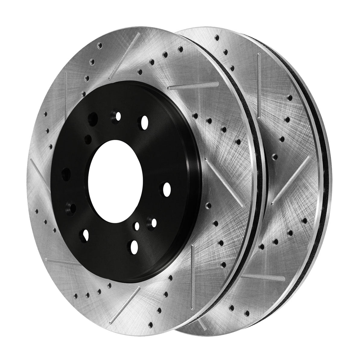 Front Wheel Bearing Hubs Drilled Slotted Rotors Black Ceramic Pads Kit I45455
