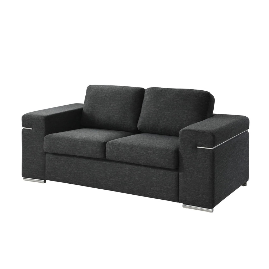 Black Linen Fabric Loveseat F4300