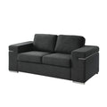 Black Linen Fabric Loveseat F4300