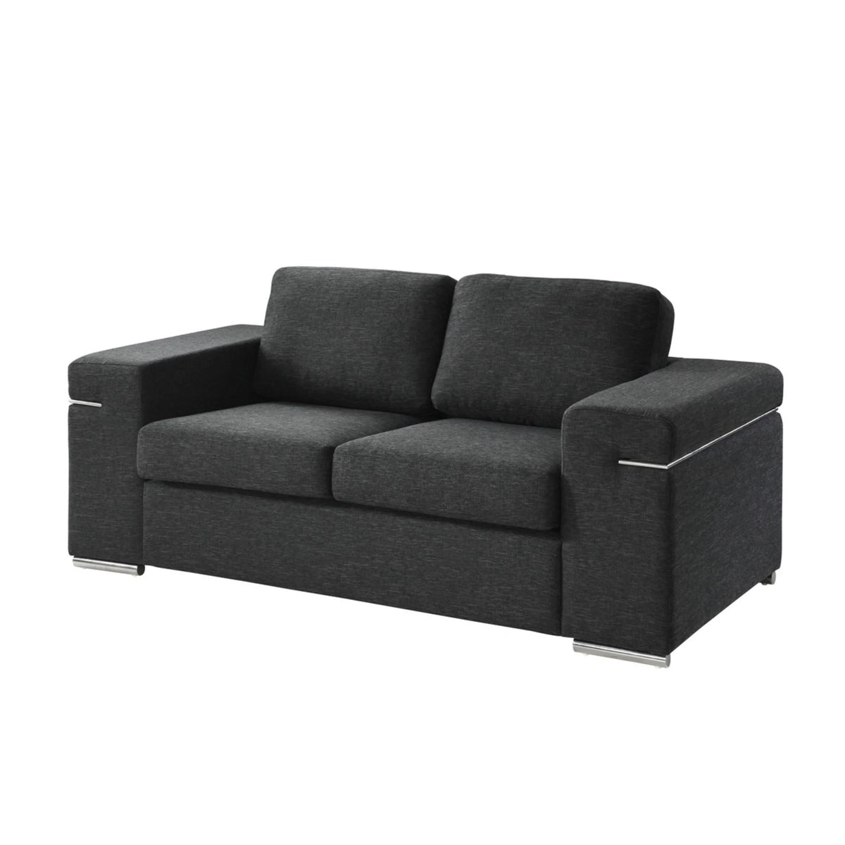 Black Linen Fabric Loveseat F4300