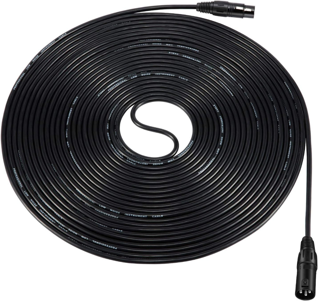 25ft XLR Microphone Male to Female Mic Cables Black 3-Pack L1337
