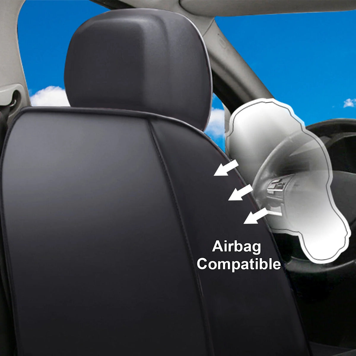 Black Waterproof Pu Leather Full Set Car Seat Covers C5230