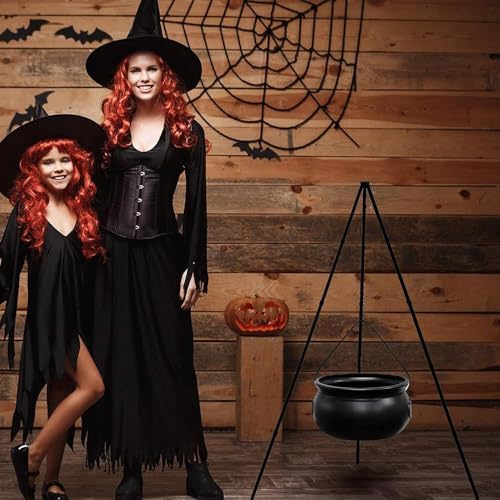Black Plastic Cauldron with Lights 130cm B152