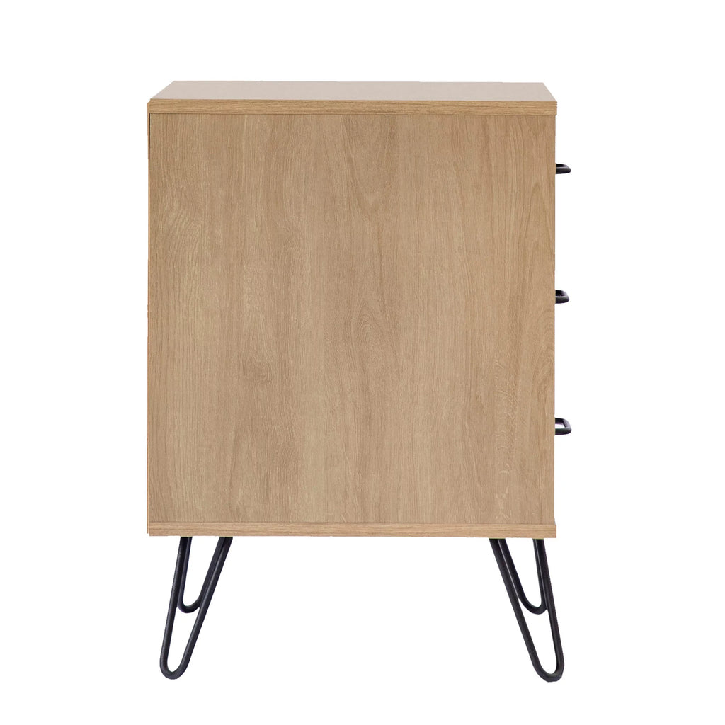 24 Inch 3 Drawer Wood Nightstand with Metal Hairpin Legs C381310
