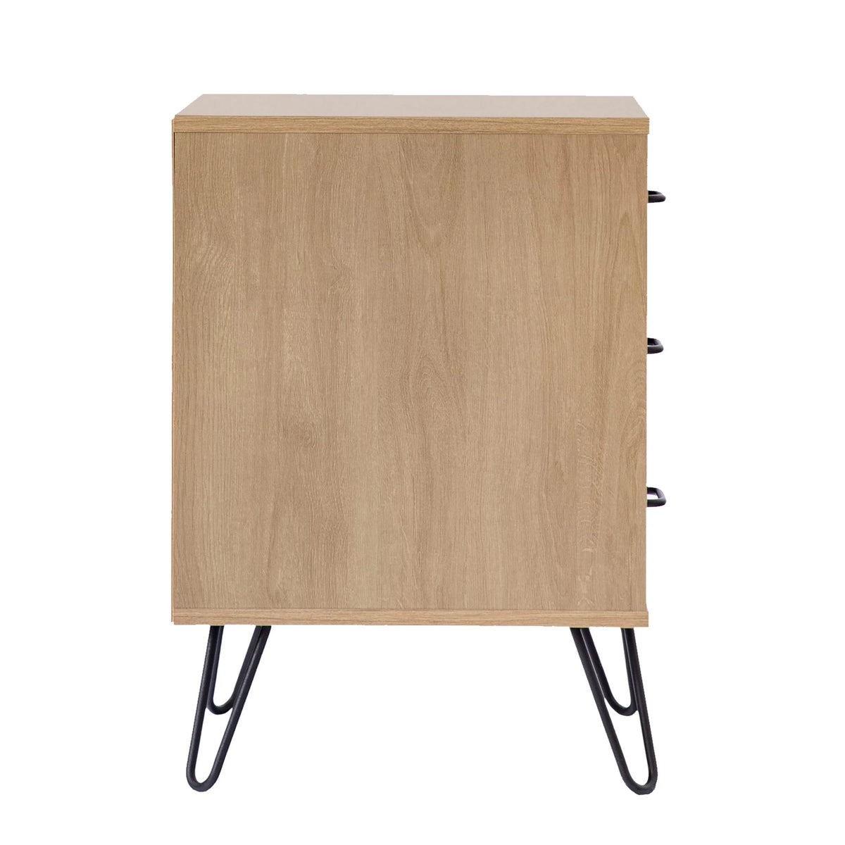 24 Inch 3 Drawer Wood Nightstand with Metal Hairpin Legs C381310