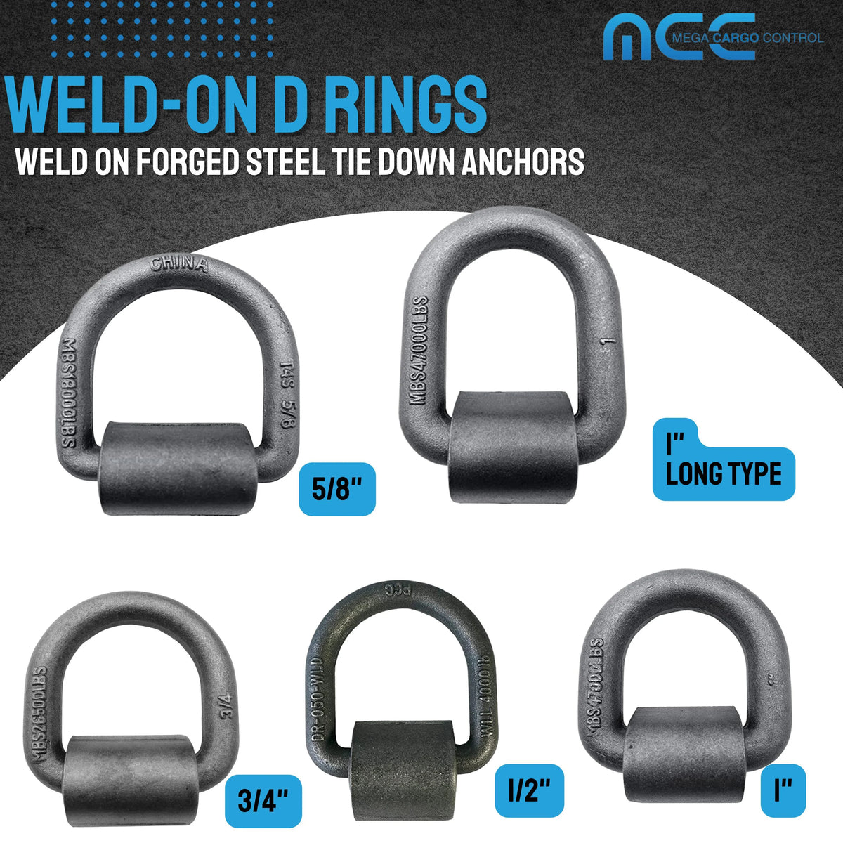 10 Pack Heavy Duty 5/8" Weld-On D Ring for Flatbed Truck Trailer Tie Down F5092