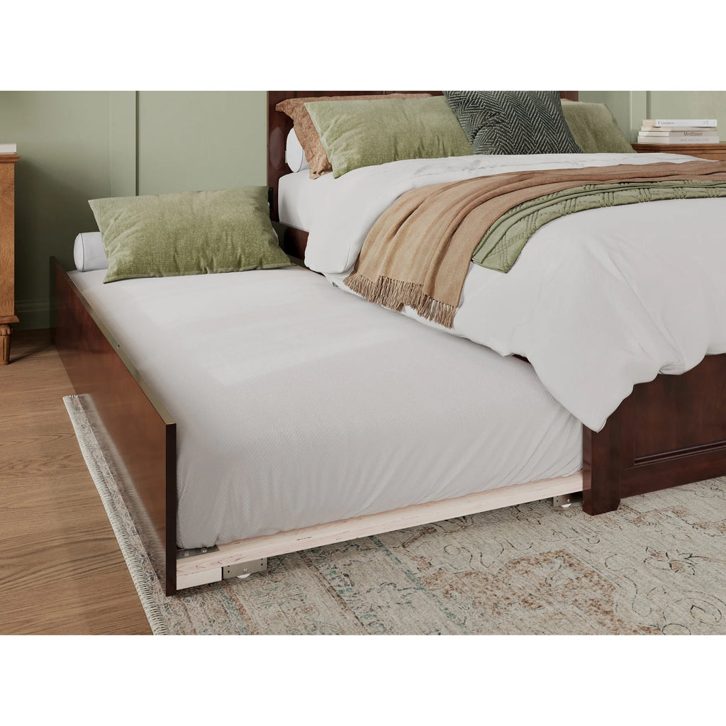 Solid Wood Queen Bed with Twin XL Trundle in Walnut C7865