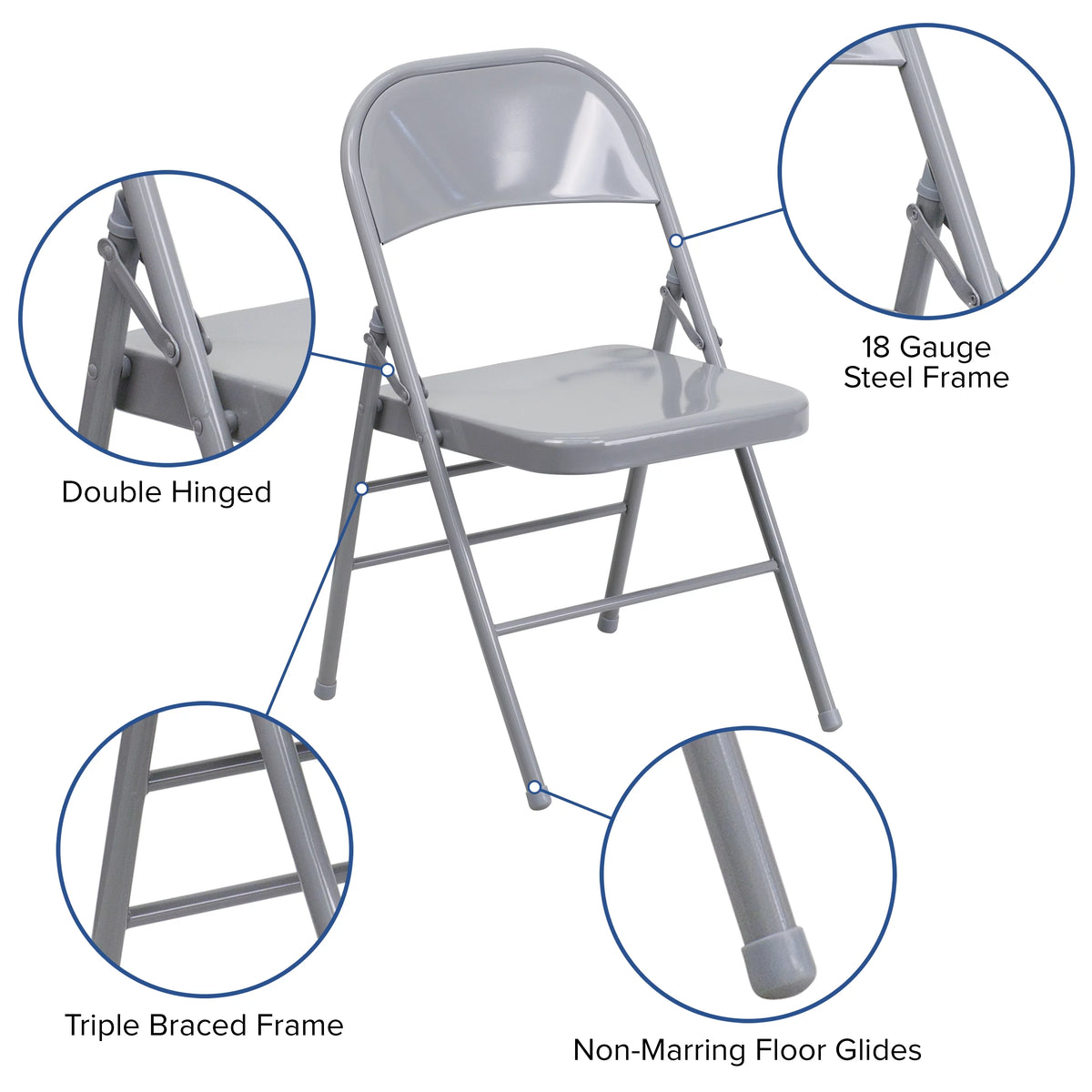 Gray Metal Folding Chair U820