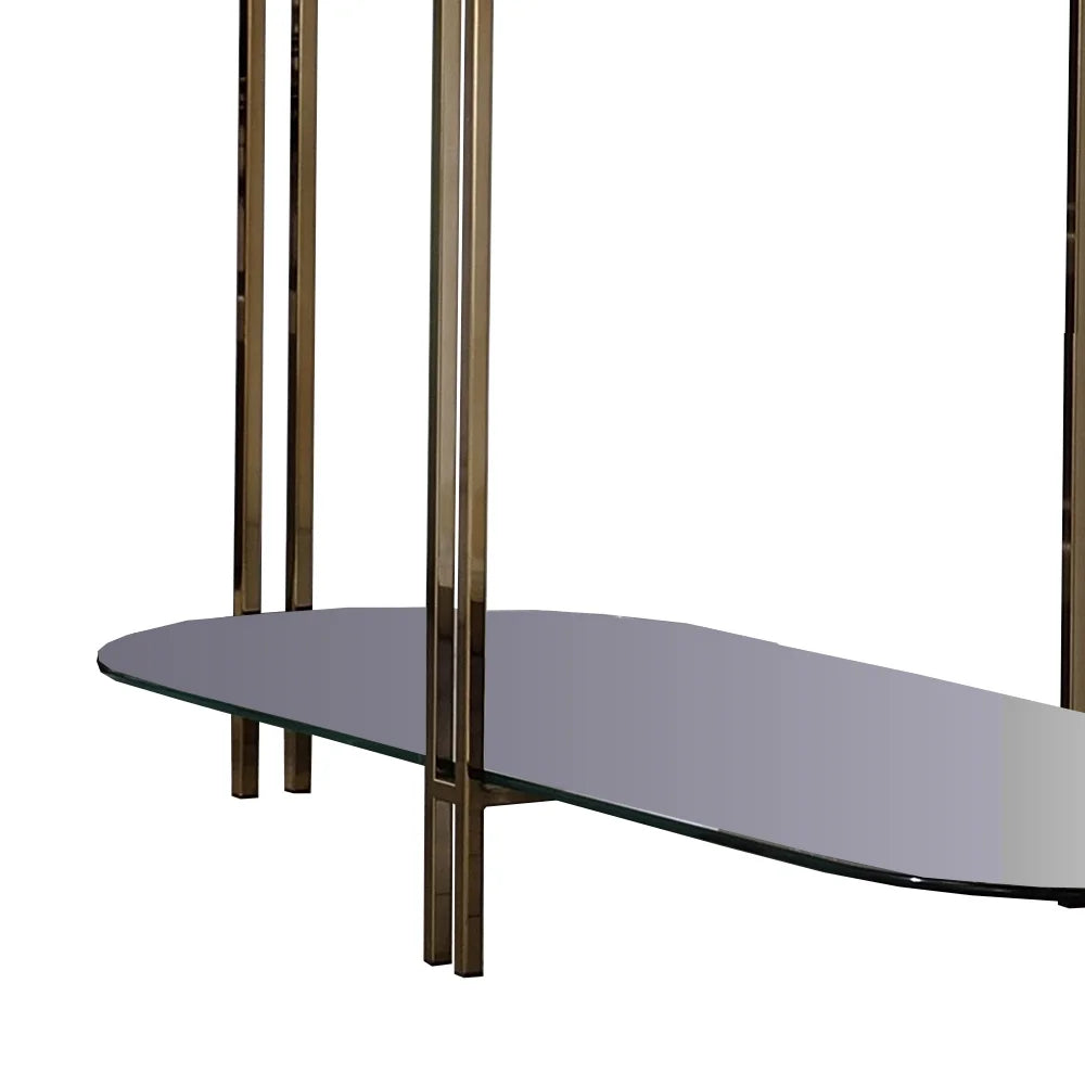 Sofa Table with Glass Top and Glass Shelf Q447275