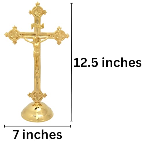 Brass Catholic Crucifix 12.5 by 7 Inches R4736