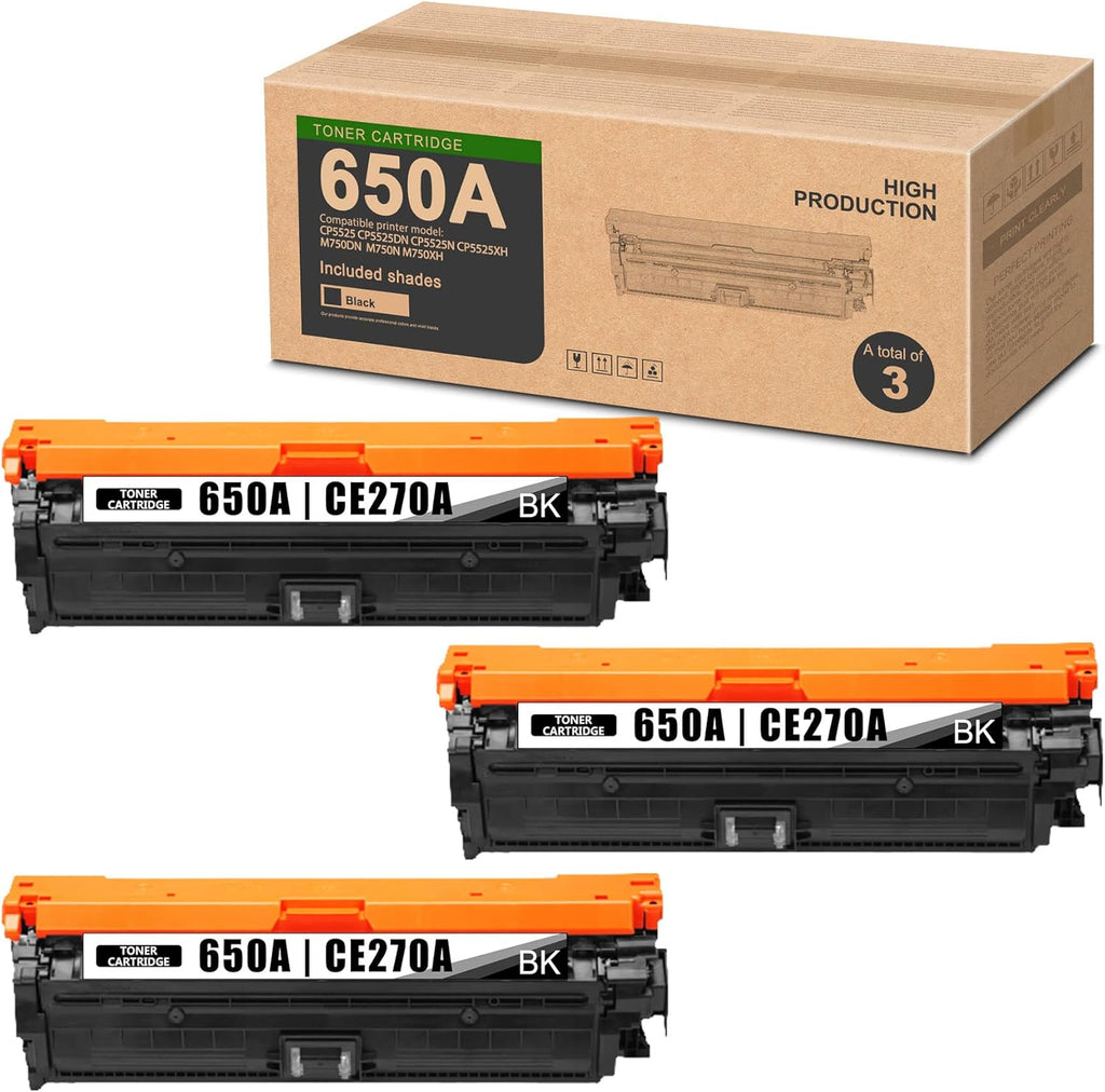 3-Black Remanufactured Toner Cartridge for HP CP5525 Printer R10921