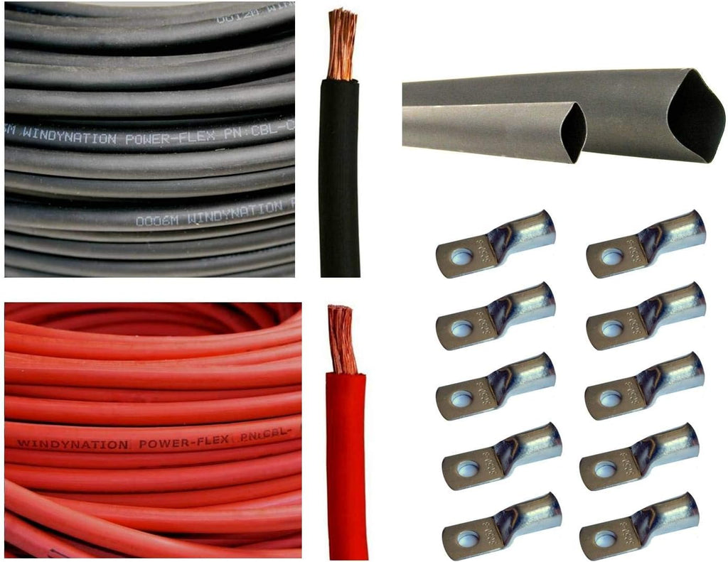 1/0 AWG 10 Feet Black Pure Copper Welding Cable with Copper Lugs and Heat Shrink Tubing K593